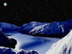 Snowy Mountains at Night